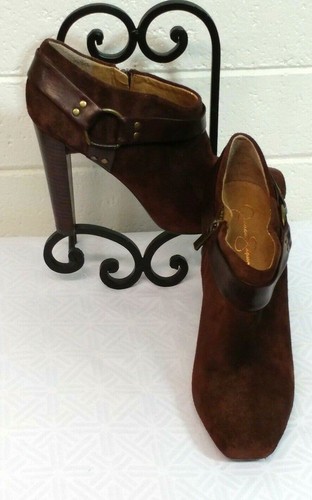 Women JESSICA SIMPSON ANKLE BOOTIE SUEDE BOOTS Size 10B/40"Kianna" Brown Leather - Picture 2 of 12