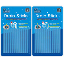 24 Pcs Drain Sticks Drain Cleaner Odour Remover Sink Bath Shower Kitchen UK