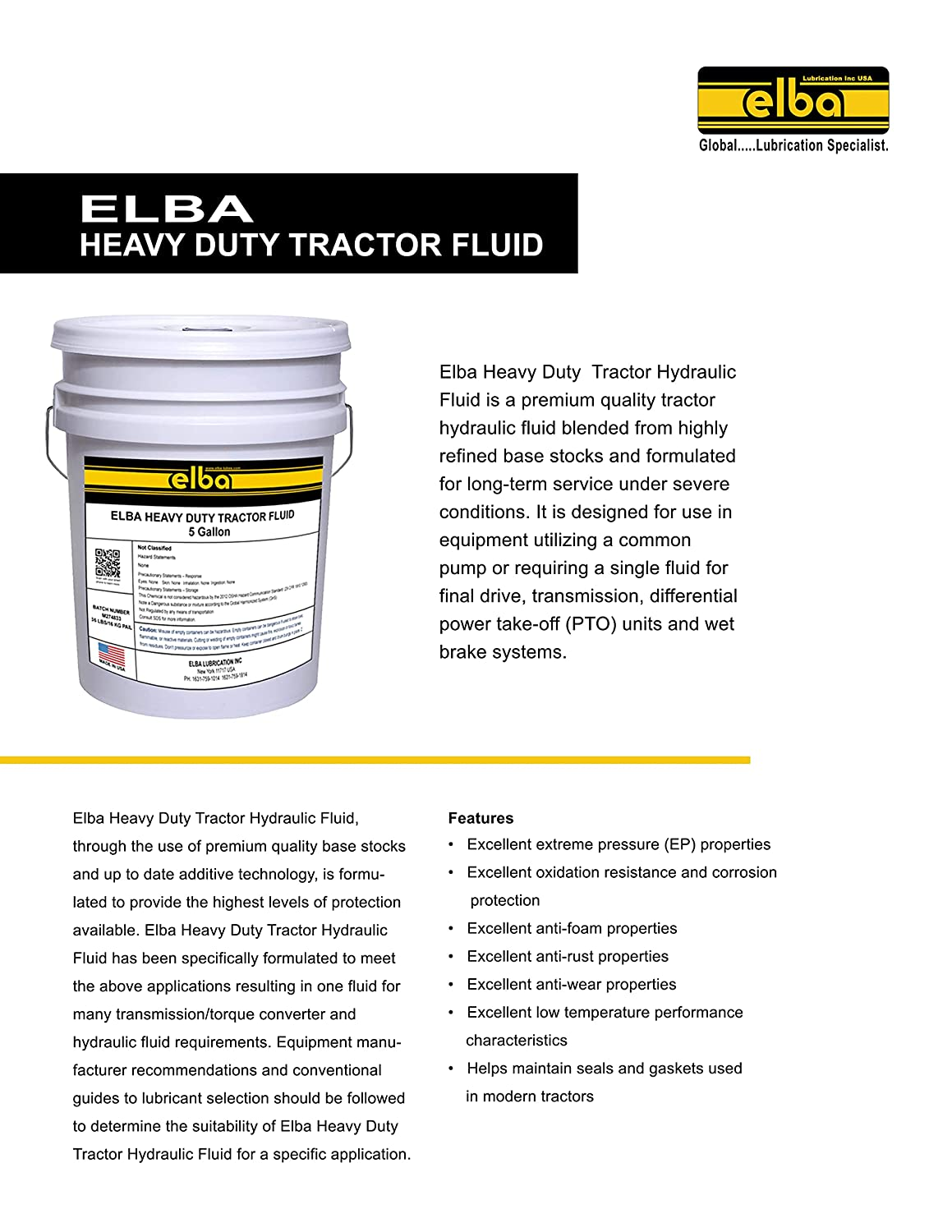 Heavy Duty Tractor Hydraulic Fluid Hydraulic Oil & Transmission Fluid