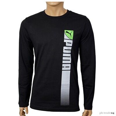 Puma Herren Langarm Shirt schwarz Sport Lifestyle Longsleeve T-Shirt Graphic Tee