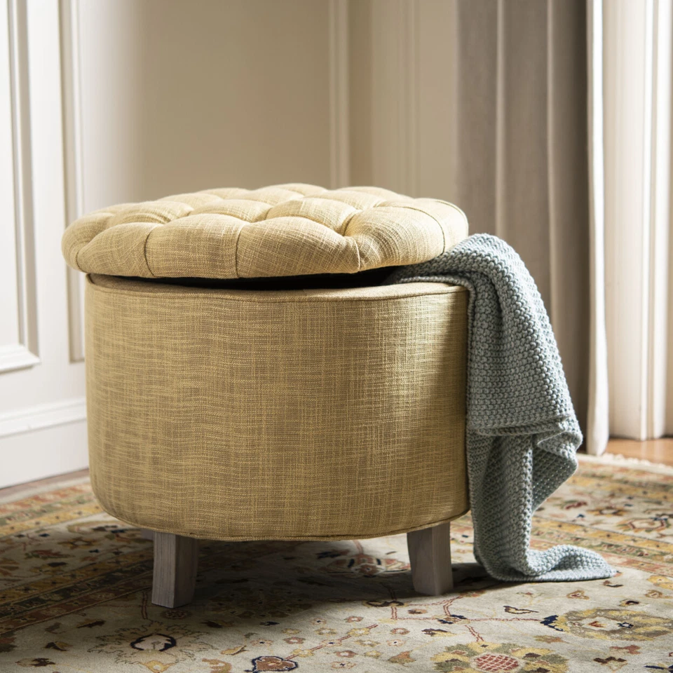 Armazenamento tufado SAFAVIEH Amelia otomano | Dourado | - Imagem 2 de 4