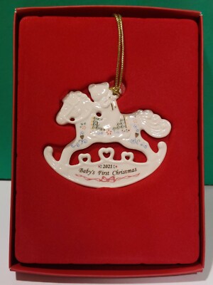 LENOX 2021 BABY's FIRST CHRISTMAS ROCKING HORSE Ornament 1st Quality NEW in  BOX