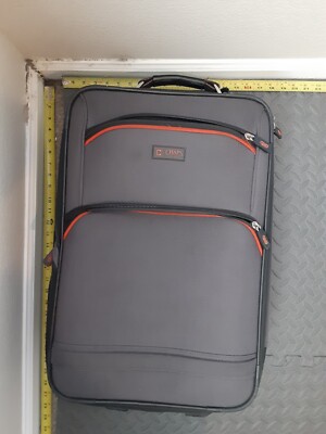 Chaps Ralph Lauren Roller Suitcase gray & orange 24 x 14 x 8 #S43