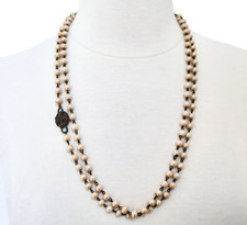 Glass pearl bead Rosary chain necklace
