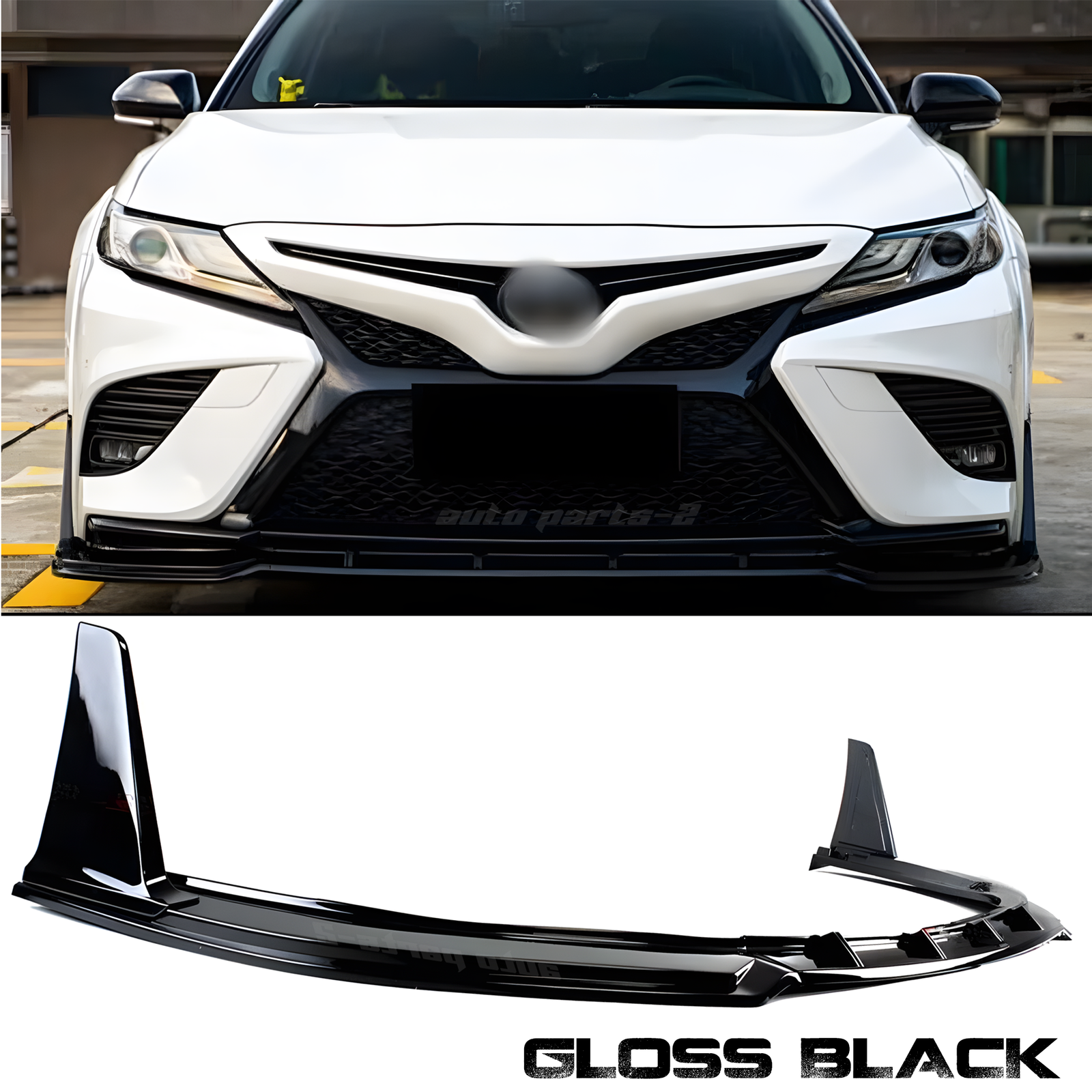 Front Bumper Lip Splitter Spoiler 5pc Gloss Black For Toyota Camry SE/XSE 18-24
