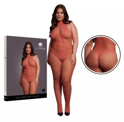  LE DÉSIR Long-Sleeved FishNet Lace Crotch Less Body Stocking| QUEEN XL-4XL |