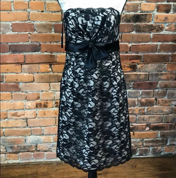 white house black market strapless lace dress White House Black Market stretch ivory lace strapless lined sheath dress