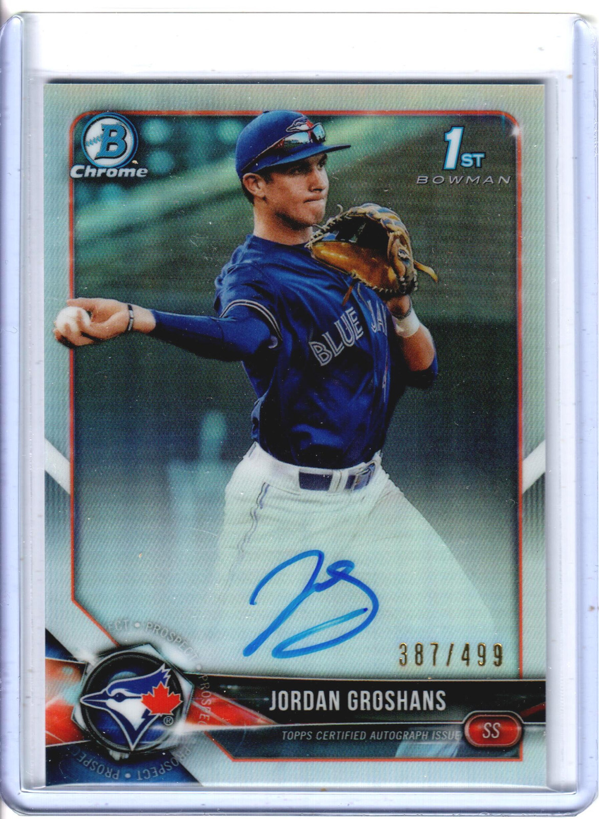2018 Bowman Chrome Draft Jordan Groshans Refractor Auto 387/499 1st Chrome