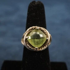 David Yurman Sterling Silver & Prasiolite Crossed Cable Ring - Free Shipping USA