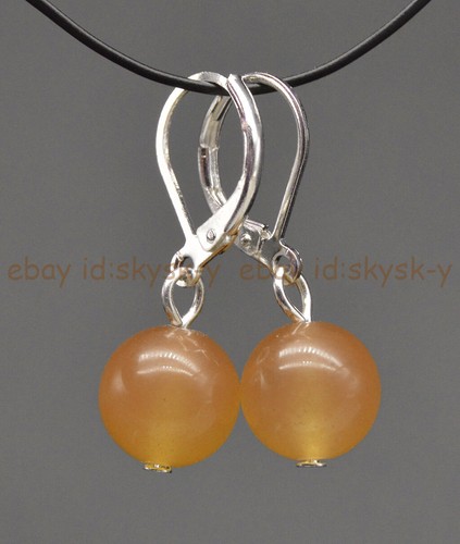 Multiple Gemstone 8/10/12mm Round Beads Dangle Leverback Earrings - Picture 5 of 24