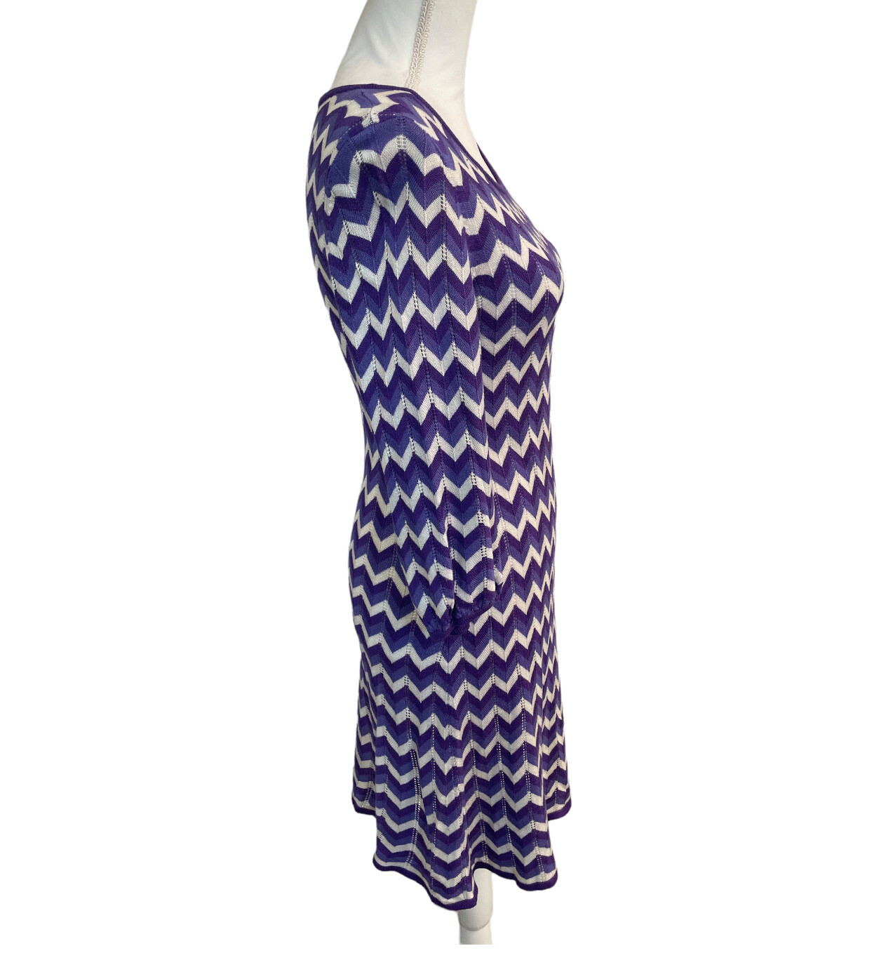 Alice+Olivia Purple Chevron Wool Blend Sweater Dr… - image 6