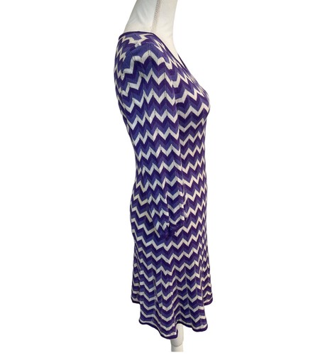 Alice+Olivia Dress Sweater Purple Chevron Wool Blend Sz 4/6 90s Retro Y2K - Picture 6 of 10