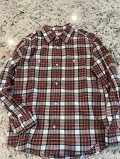 Crewcuts Boys Long Sleeve Shirt Size 12 Red Green Blue Plaid Christmas