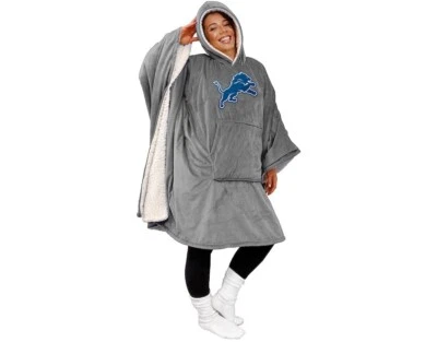 LOGO BRANDS NFL Detroit Lions 60" x 80" Wearable Hooded Blanket with Logo, Wearable Throw