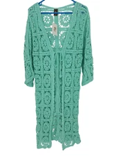 Anthropologie Raj Mint Green Crochet Beachy Cardigan Kimono One Size NWT