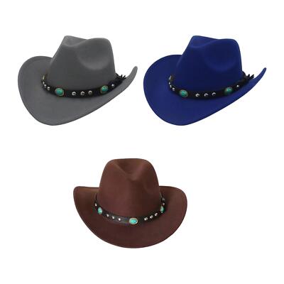 Damen und Herren Western Cowboy Hut breite Krempe Gürtelschnalle Dekor Panama Cowgirl Hut