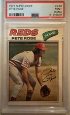 Pete rose, psa9, 1977, o-pee-chee, topps, sports card, pst, 9