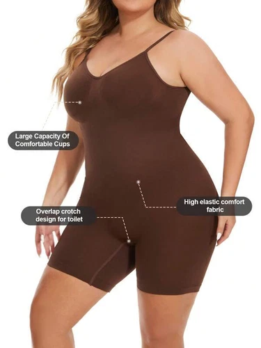 Damen-Bodysuit mit niedrigem Rücken Ganzkörpershaper Abnehmen Formende Tops Fajas Formen - Bild 15 von 29