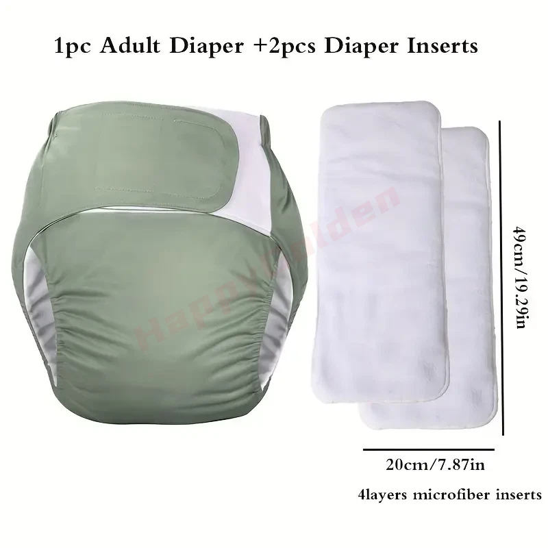 3Pcs Set 1 Adult Urine Pants + 2 Urine Pads, Washable Adult Cloth Urine Pants