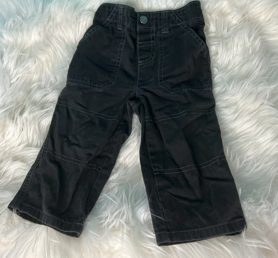 Pantalones negros Wonder para niños pequeños de algodón cintura elástica talla 12M Foto 2 de 4