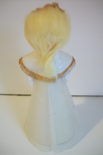 Vintage Tree Topper Girl Caroler Tulle Felt Cardboard Plastic Head - Picture 4 of 12