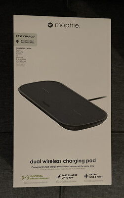 mophie 409903633 Dual Wireless Charging Pad For Qi-Enabled Devices