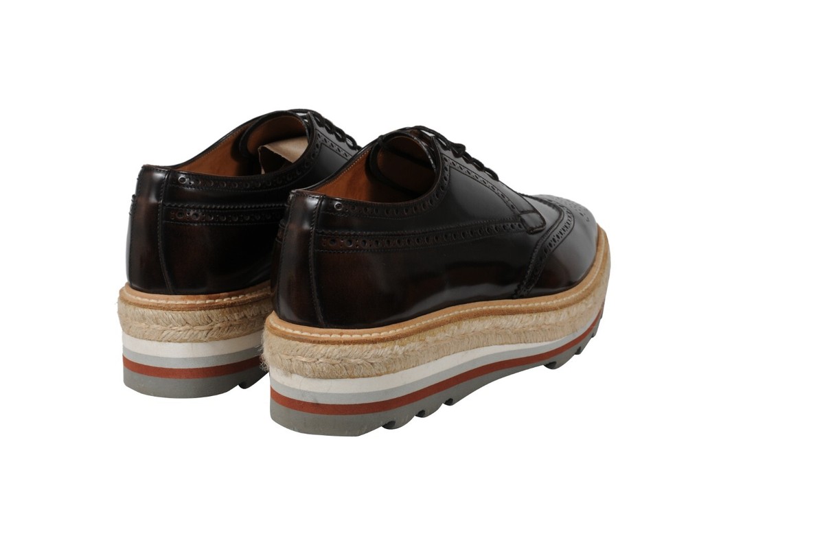 Prada Men Platform Brogue US 9 UK 8 Brown Leather Wingtip  display picture 1