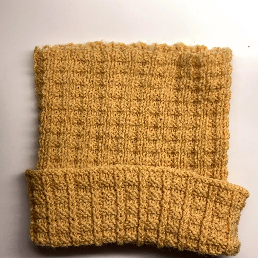 Goldenrod yellow grid knit retro neck warmer