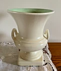 Vintage Red Wing Pottery Vase 871 Matte White & Green 7"Pedestal Signed EUC