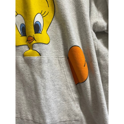Vintage 90's Looney Tunes Tweety Bird Grey Pullover Hoodie - Large - Picture 5 of 9