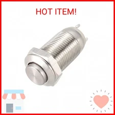 uxcell Latching Metal Push Button Switch 10mm Mounting Dia 1NO 250V 5A