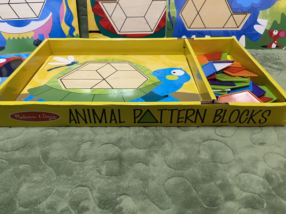 Juego de Bloques Patrón Animal Melissa and Doug, 10 Animales, Animal Madera Doble Cara Foto 3 de 4