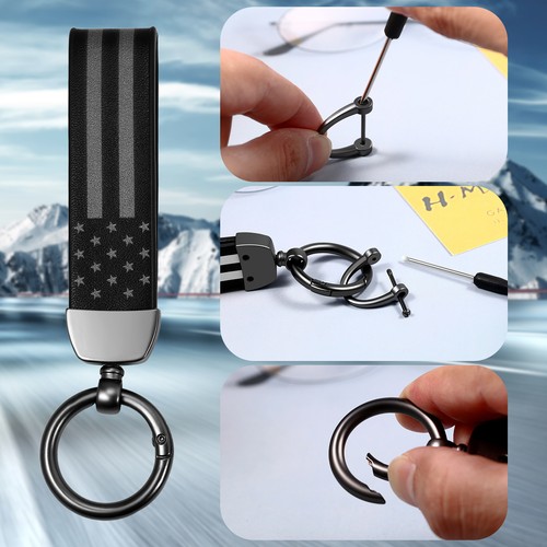 Men's Vintage American Flag Keychain Retro Punk Car Keychain Auto Moto Pendant - Picture 7 of 17