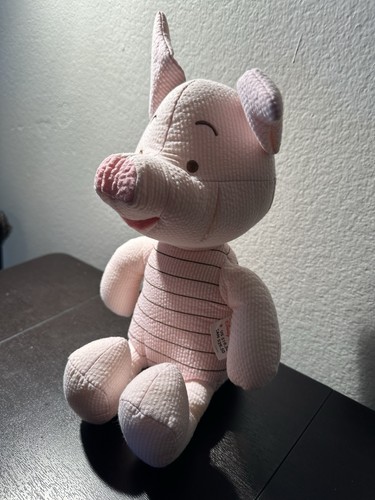 Piglet Disney Store Pink Seersucker Plush Stuffed Animal ~ 11" tall New with Tag - Picture 2 of 9
