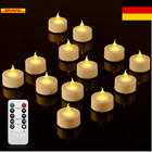 Flammenlose LED-Teelichter mit Timer | Fernbedienung | 12 Stück