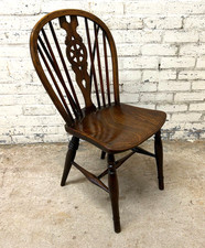 Antique Early Victorian Elm Wheelback Kitchen Dining Chair (Can Deliver)
