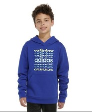 Adidas Hoodie Youth Royal Blue Fleece Sweatshirt Logo Kids Boys Size 8