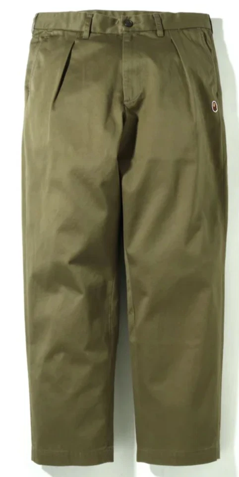 Bape One Pont Loose Fit Dark Olive Chino Pants Size Small - Photo 2/4