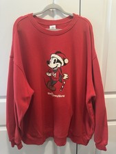 Disney World Mickey Mouse Red Christmas Holiday Sweatshirt 2022 Size 4XL Unisex