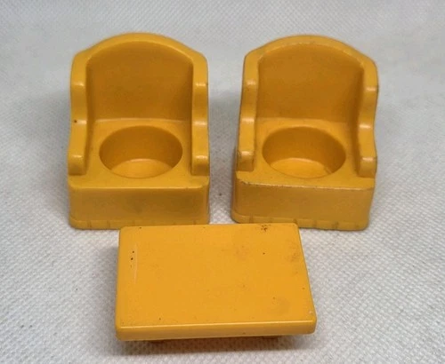 Vintage Fisher Price little people yellow living room chairs & coffee table set