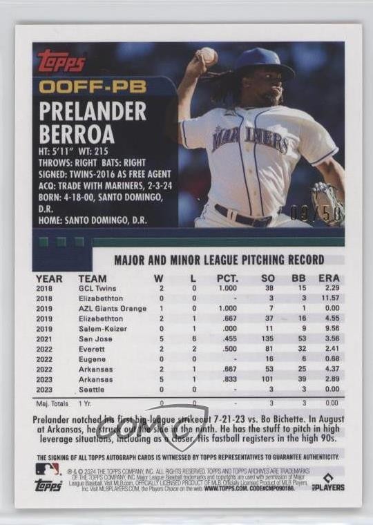 2024 Topps Archives Gold Foilboard /50 Prelander Berroa