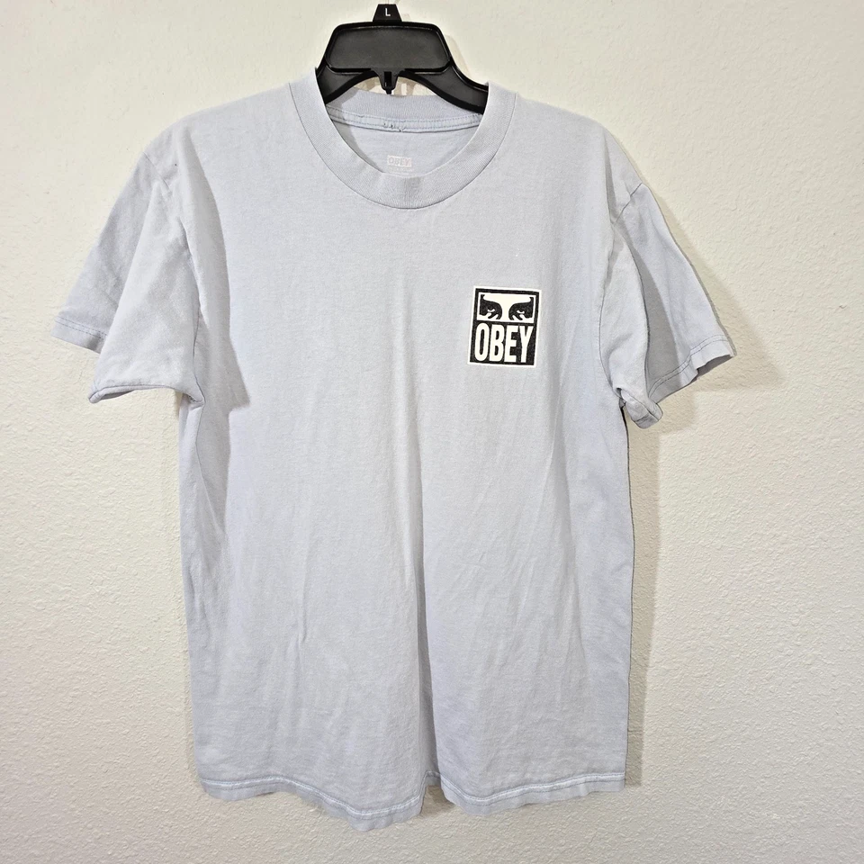 OBEY Mens Light Blue T-Shirt - Size Medium - Image 2 of 4