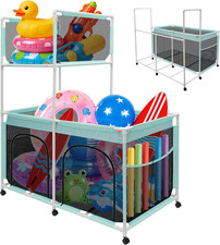 Pool Float Storage Organizer, 2-In-1 Extra Large 350 Gallon Outdoor Pool Toy Hol