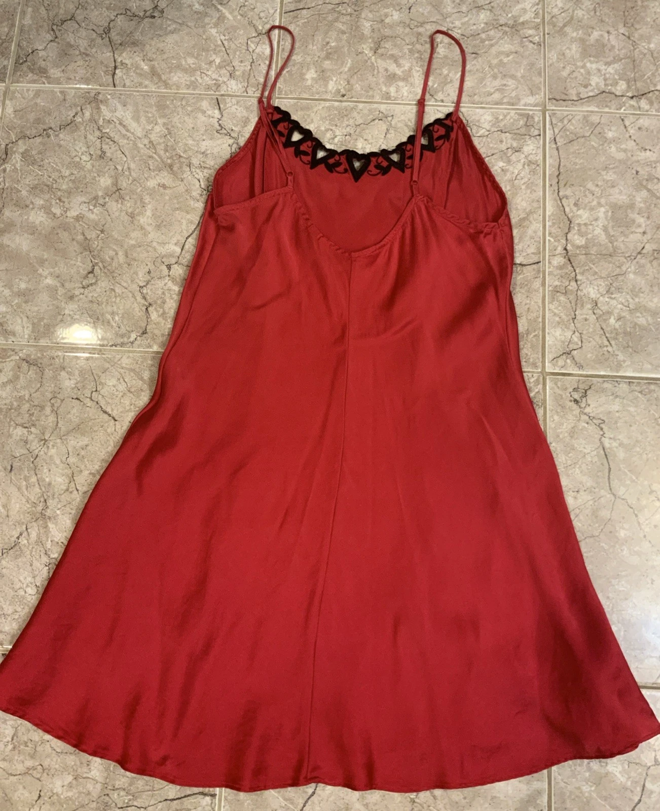 UNDERCOVER Abito Victoria’s Secret in seta chemise slip M spacco davanti rosso nero taglio cuori