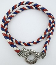 CAROLYN POLLACK RELIOS 925 RED WHITE BLUE LEATHER TOGGLE 20” NECKLACE K290D