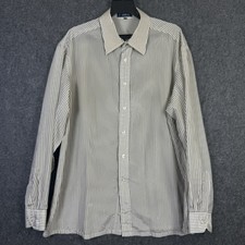 Vintage Givenchy for Chesa Men  s XL Long Sleeve Button Up Shirt White W/ Stripes