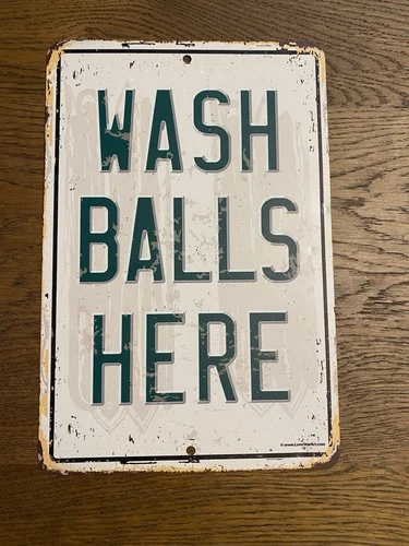 Wash Balls Here Tin Sign Metal Golf Course Pro Shop Golfer Funny Rustic Vintage