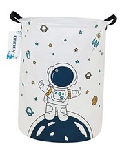 Round Fabric Storage Bin,Decorative Basket,Organizer Basket with Star astronaut