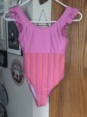 GIRLS Cupshe Size 12 ONE PIECE Pink and Orange BATHING SUIT NEW