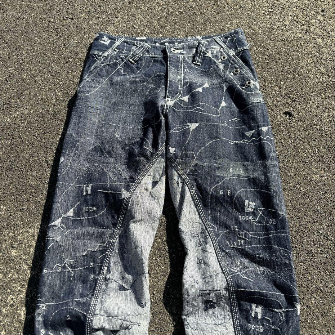 希少　ISSEY MIYAKE デニムパンツ APOC 地図 archive M USED RARE ISSEY MIYAKE DENIM PANTS APOC MAP ARCHIVE VERYGOOD